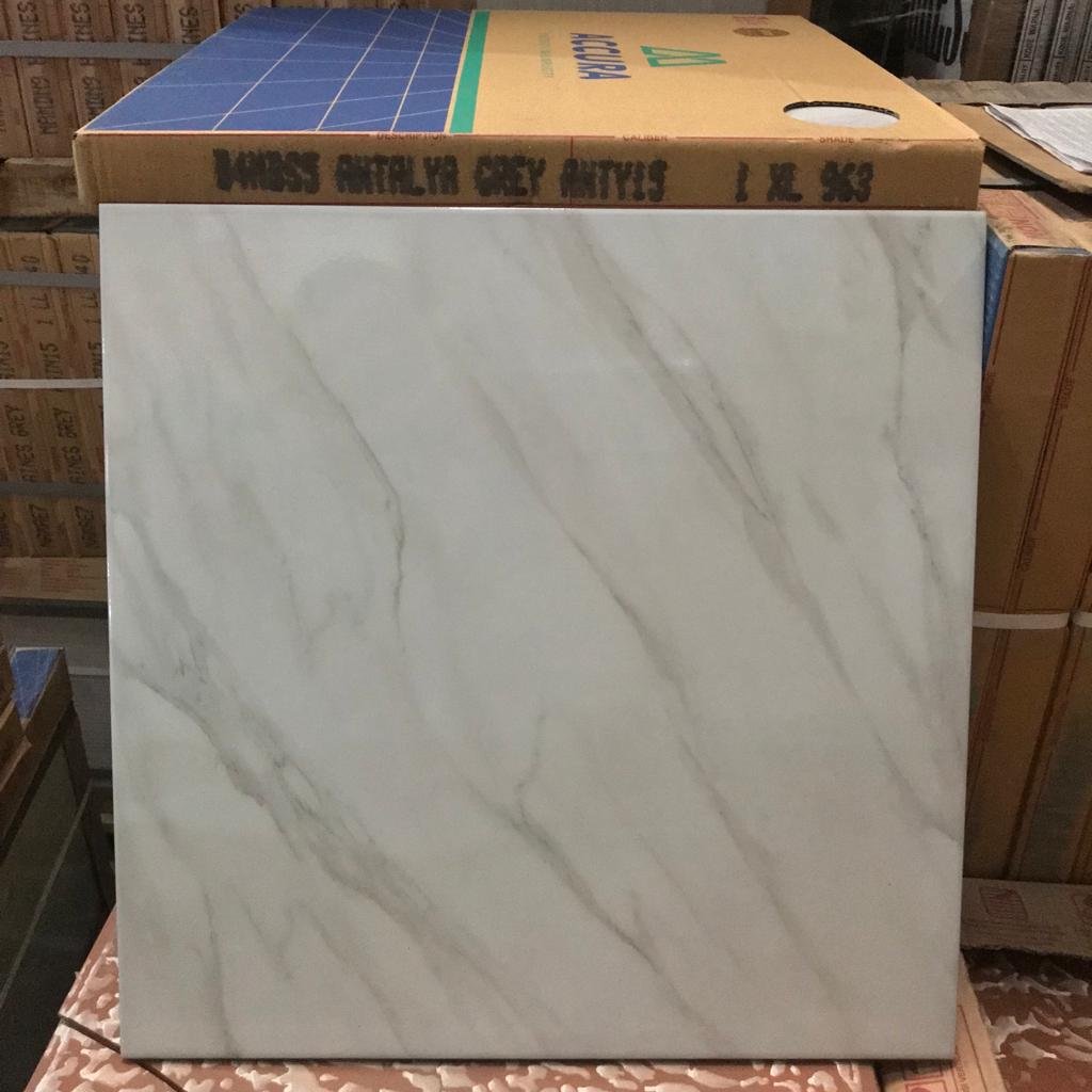 Keramik Lantai Glossy Marble Flat X Accura Antalya Grey Kw