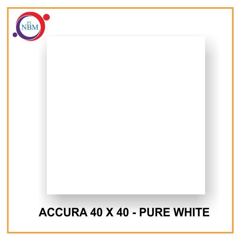 KERAMIK LANTAI GLOSSY PLAIN FLAT 40 X 40 ACCURA PURE WHITE (KWP)