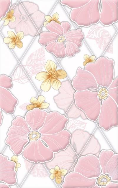 KERAMIK DINDING GLOSSY GRAPHIC REGULER FLAT 25 X 40 MULIA SIGNATURE HIBISCUS PINK (KW1)